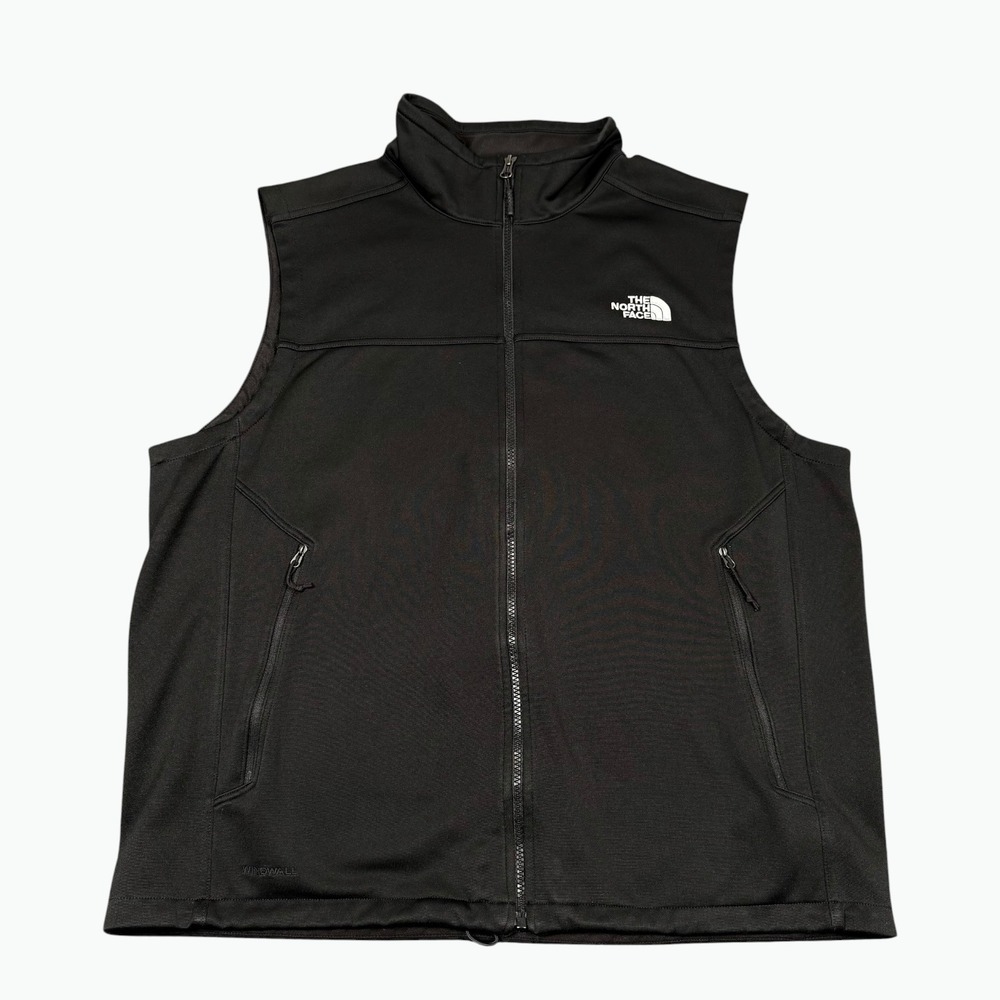 The North Face Windwall Vest Mens XL Black Softshell Full Zip Embroidered Logo